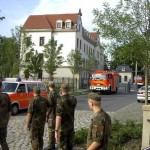 Ausrücken in das Schadensgebiet (ELW-OrgL, HLF, GKW1)