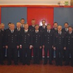 Gruppenbild mit Landesbereichsführer Hermann Jonas vor der Wehrführersitzung im Bereich Vierlande.