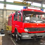 Frontansicht des Fahrzeugs, links ist der Auszug für den Stromerzeuger noch sichtbar.