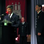 1 Kamerad wurde mit dem Feuerwehrverdienstkreuz in Gold, sowie 3 Kameraden mit dem Feuerwehrverdienstkreuz in Silber geehrt (©Björn Wendt)