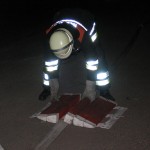 Aufbau der über 460 m langen Wasserversorgung<br>© FF Stellingen<br