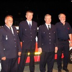 von links: Uwe Sturr, bisheriger Bereichsführer Bergedorf; Bernd Nohdurft, neuer Bereichsführer Bergedorf; Werner Burmester, Wahlleiter und LBF/V-Süd; Jürgen Schlatermund, Bereichsführer Vertreter