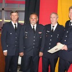 von links: LBF Hermann Jonas, BERF Bergedorf AD Uwe Sturr, LBD Dr. Peer Rechenbach, BERF Bergedorf Bernd Nohdurft<br>Foto: © Peter Becker