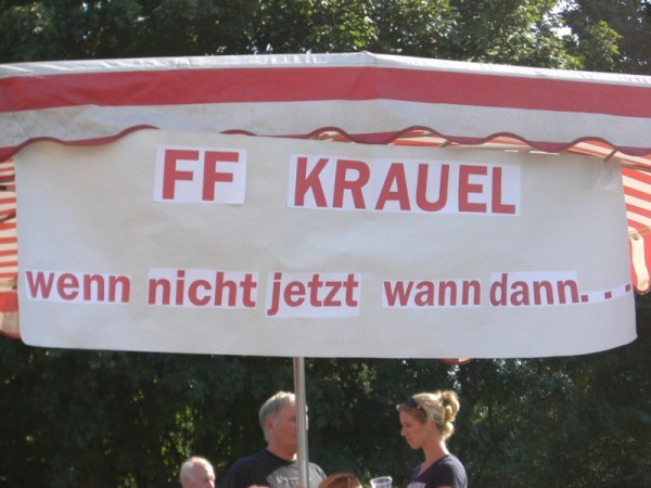 Die Kraueler Mannschaft gab mit diesem Motto eine klare Marschrichtung vor ©L. Rieck