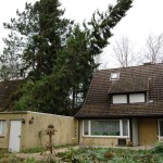 Tanne auf Garage, droht auf das Haus zu fallen. Einsatz der FF Meiendorf am Volksdorfer Damm.
Foto: FF Meiendorf