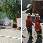 Die Vornahme von B-Rohren in klein um das Prinzip der dynamischen Strahlrohrführung zu verdeutlichen Quelle und Copyright: Markus Weber, FF Schwäbisch-Gmünd