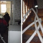 Rohrvornahme im Treppenhaus Quelle und Copyright: Markus Weber, FF Schwäbisch-Gmünd