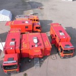 Die Wagenburg der Gesamteinsatzleitung