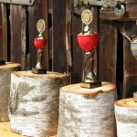 Neben den Gutscheinen die Objekte der Begierde, 3 Pokale für die Plätze und der große Wanderpokal (c) AG MuK