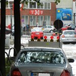 Straßen unter Wasser: Rektor-Ritter Straße, Neuer Weg, Am Pool, und Töpfertwiete. © Christian Timmann