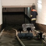 Straßen unter Wasser: Rektor-Ritter Straße, Neuer Weg, Am Pool, und Töpfertwiete. © Christian Timmann