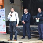 Jetzt wirds ernst - auf der Bühne Herr Heinz, HFUK Nord, LBF/V-Nord Gerd Rüther und Moderator Thore Wildow (FFO) (c) P. Toepfer JFO