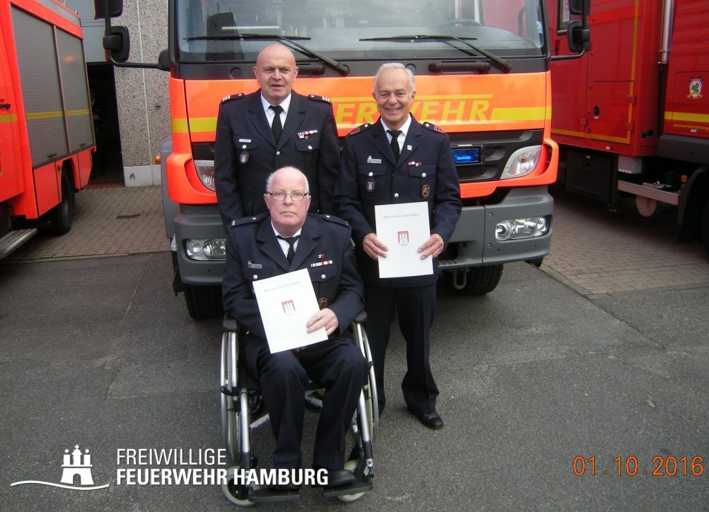FF Wandsbek-Marienthal - WF Jean Gressmann, BI Andreas Schuppe und HBM Hartmut Rogge (v. links) (© Fro)